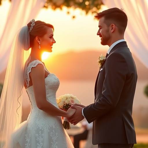 Bride and groom exchanging vows during their wedding ceremony