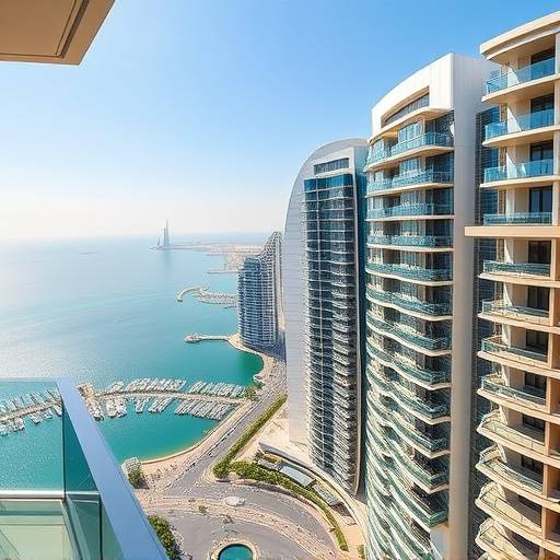 High rise condo in Dubai Marina with stunning views of the Persian Gulf