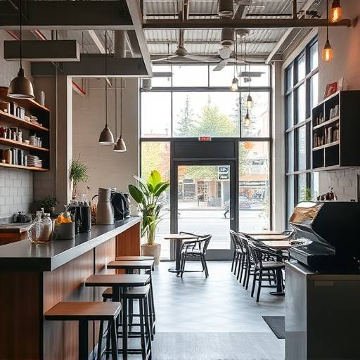Interior shot of a modern Seattle coffee shop