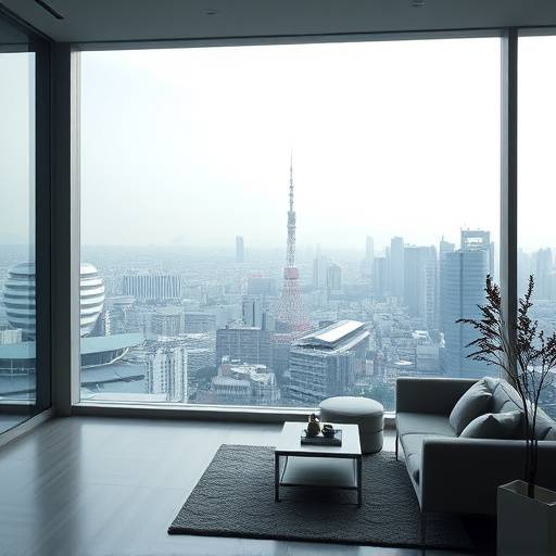 Modern penthouse with panoramic city views in Tokyo