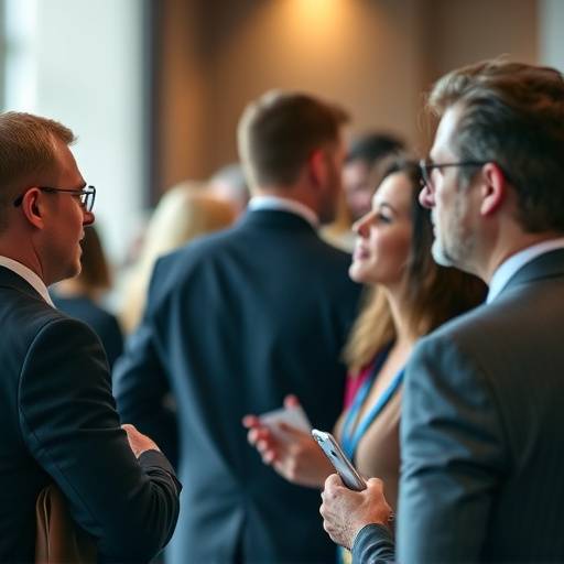 People networking at a conference