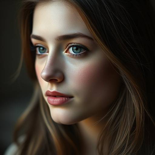 Portrait of a young woman with a serene expression