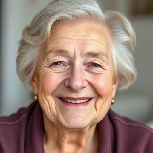 Portrait of an elderly woman with a kind smile