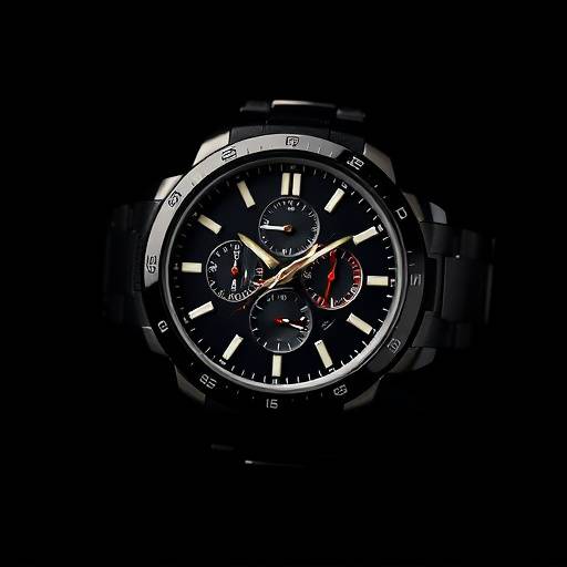 Product shot of a luxury watch on a dark background